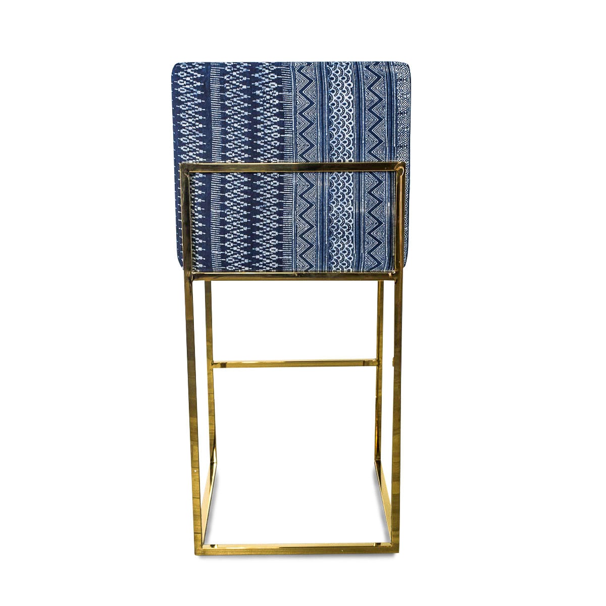 Bar Stool in Hand Printed Indigo Mud Cloth