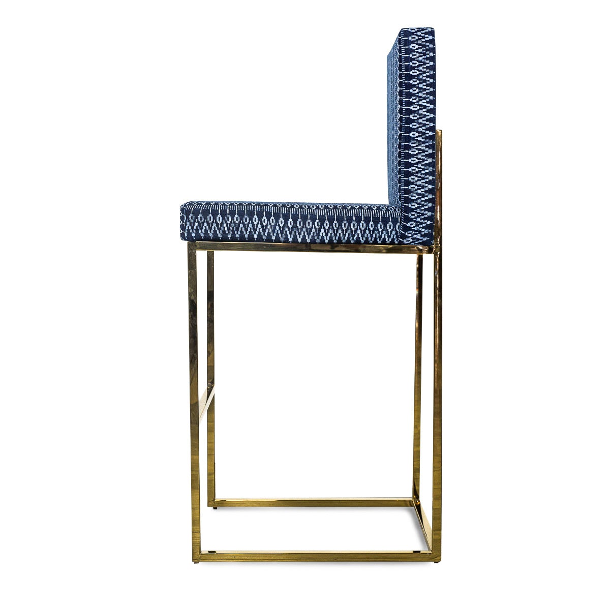 Bar Stool in Hand Printed Indigo Mud Cloth