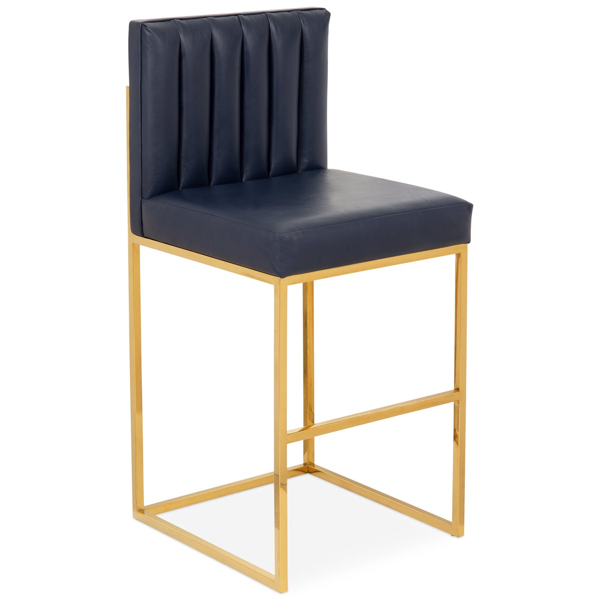 Bar Stool in Channel Tufted Faux Leather
