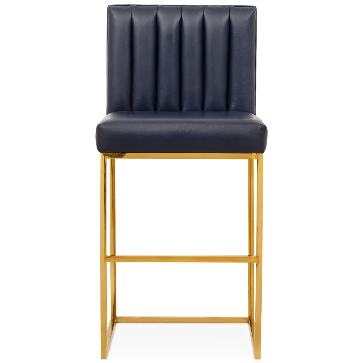 Bar Stool in Channel Tufted Faux Leather
