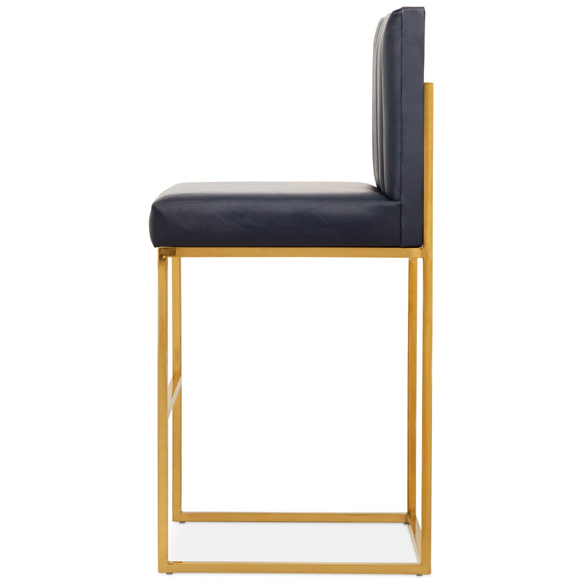 Bar Stool in Channel Tufted Faux Leather