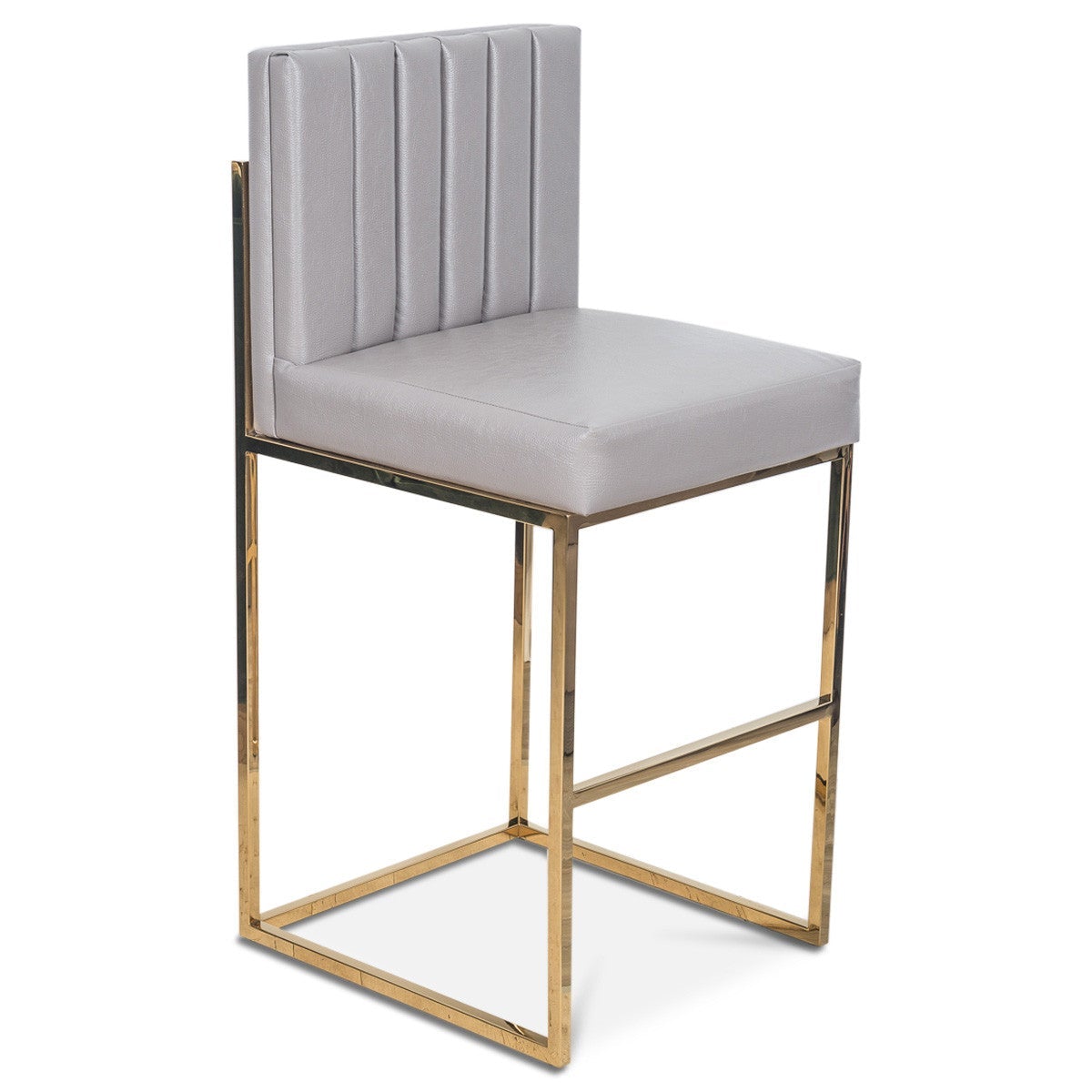 Bar Stool in Channel Tufted Faux Leather