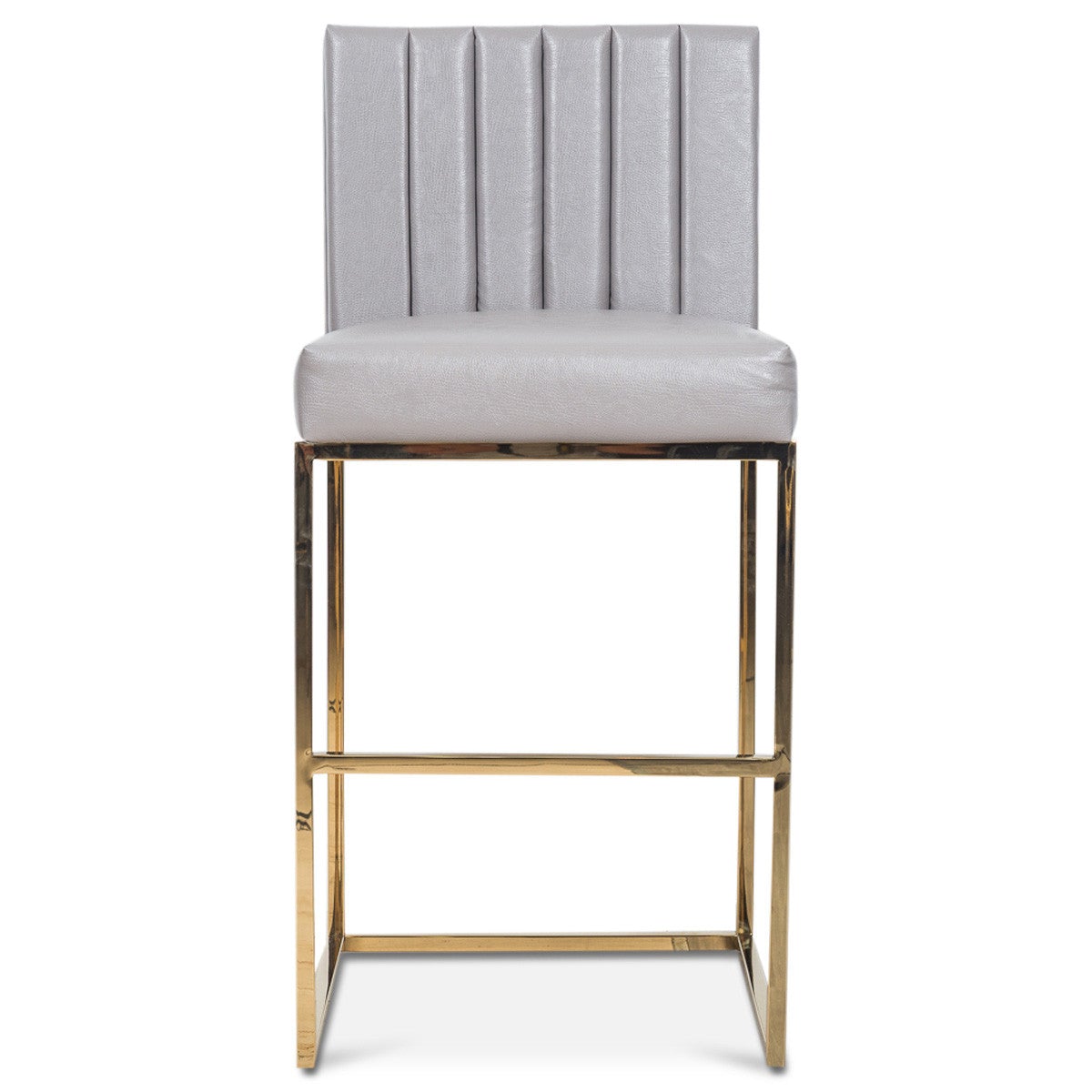 Bar Stool in Channel Tufted Faux Leather