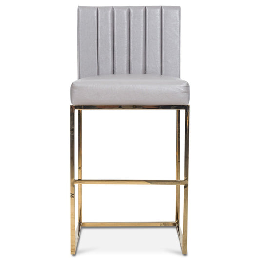 Bar Stool in Channel Tufted Faux Leather