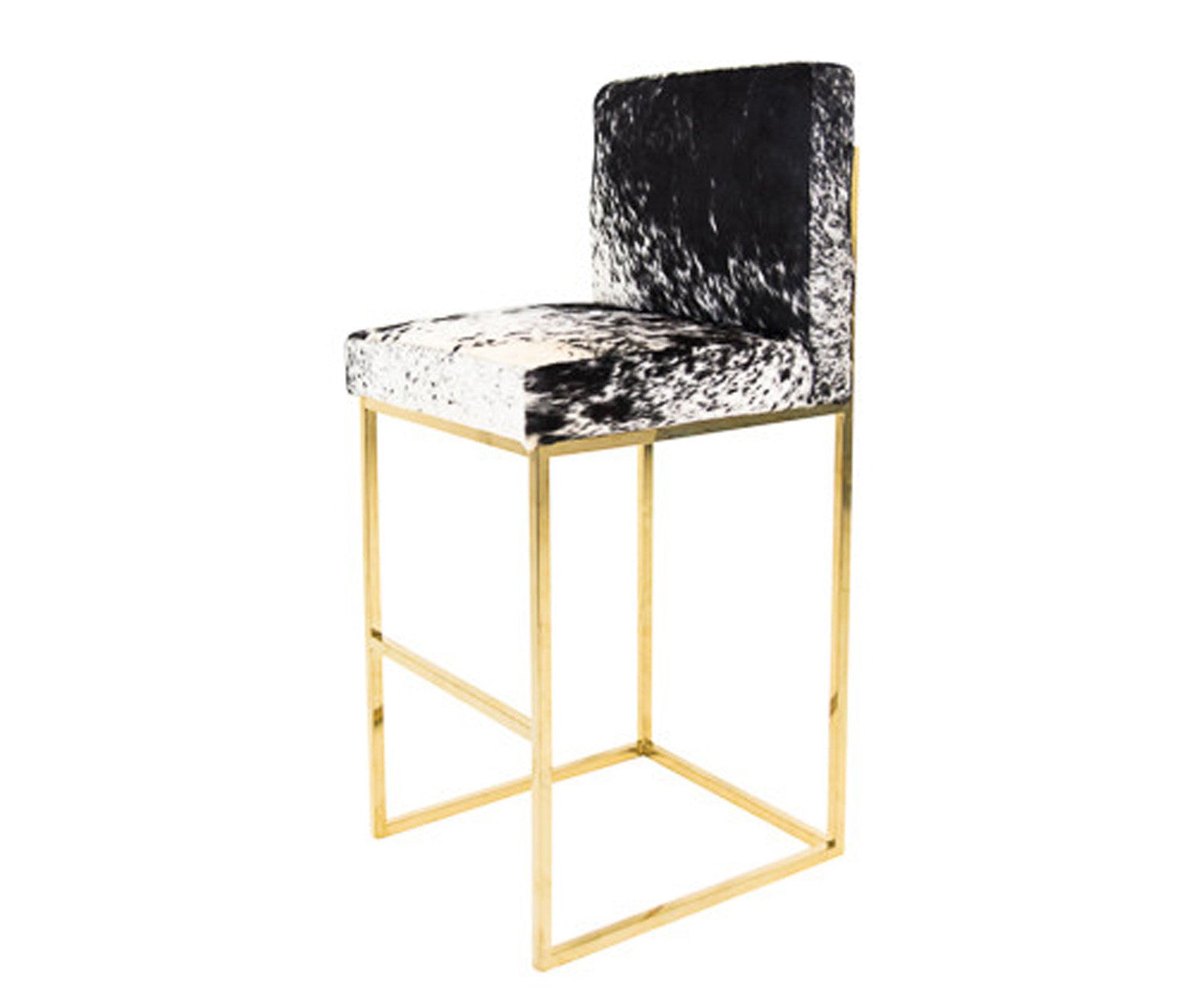 Bar Stool in B&W Spotted Cowhide