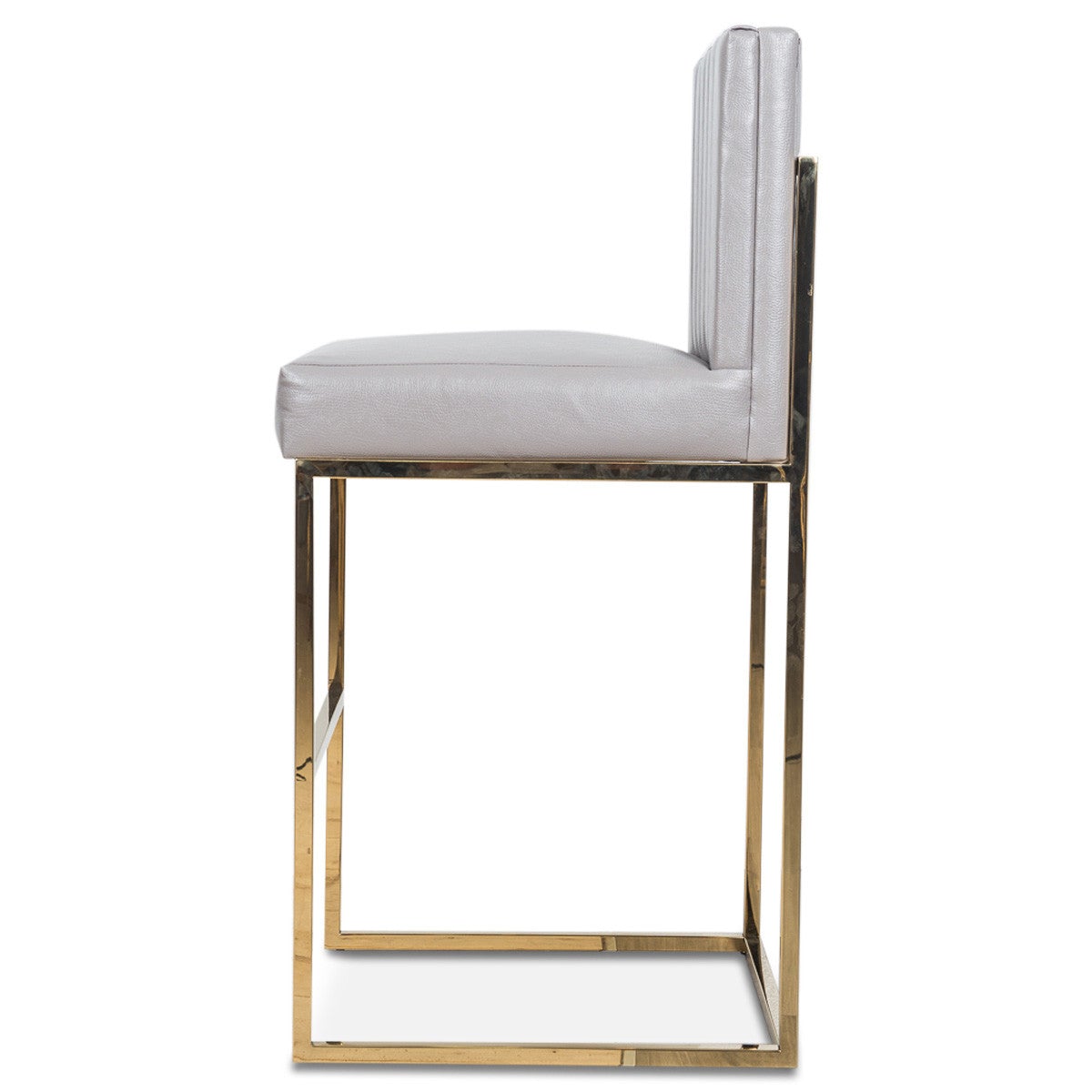 Bar Stool in Channel Tufted Faux Leather