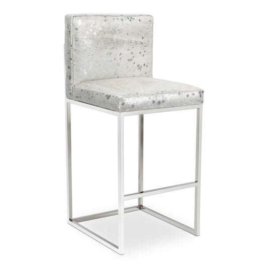 Bar Stool in Chrome Speckled Cowhide