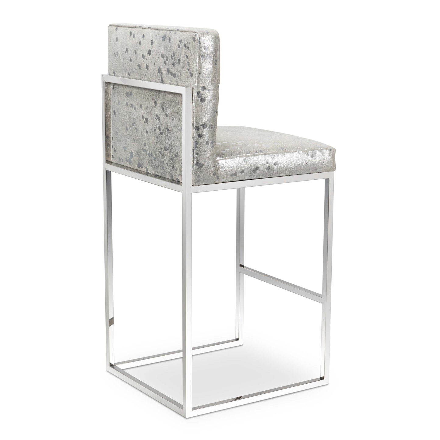 Bar Stool in Chrome Speckled Cowhide
