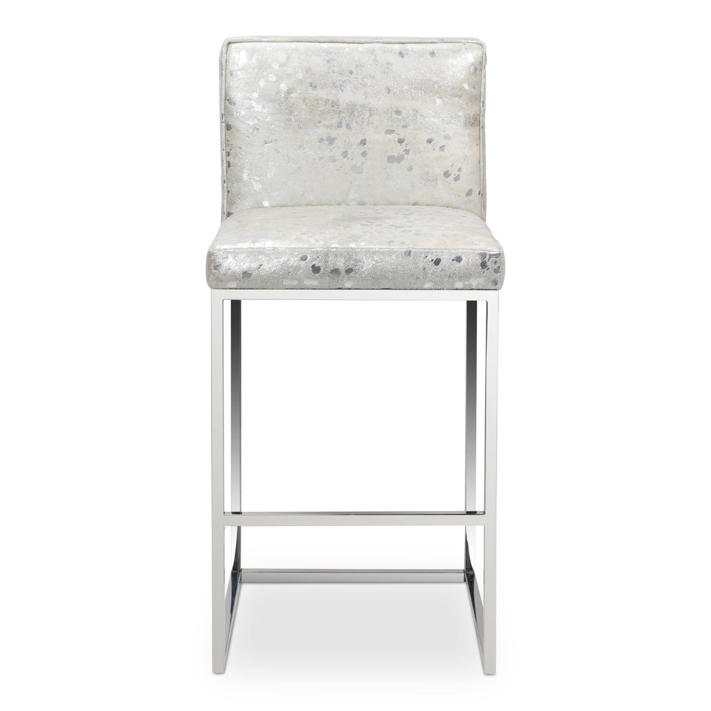Bar Stool in Chrome Speckled Cowhide