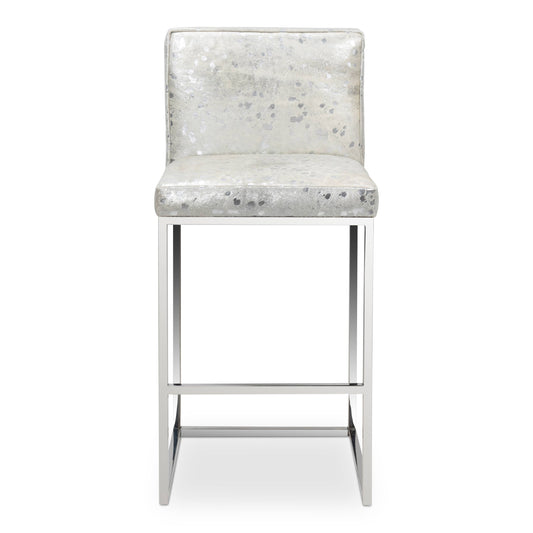Bar Stool in Chrome Speckled Cowhide