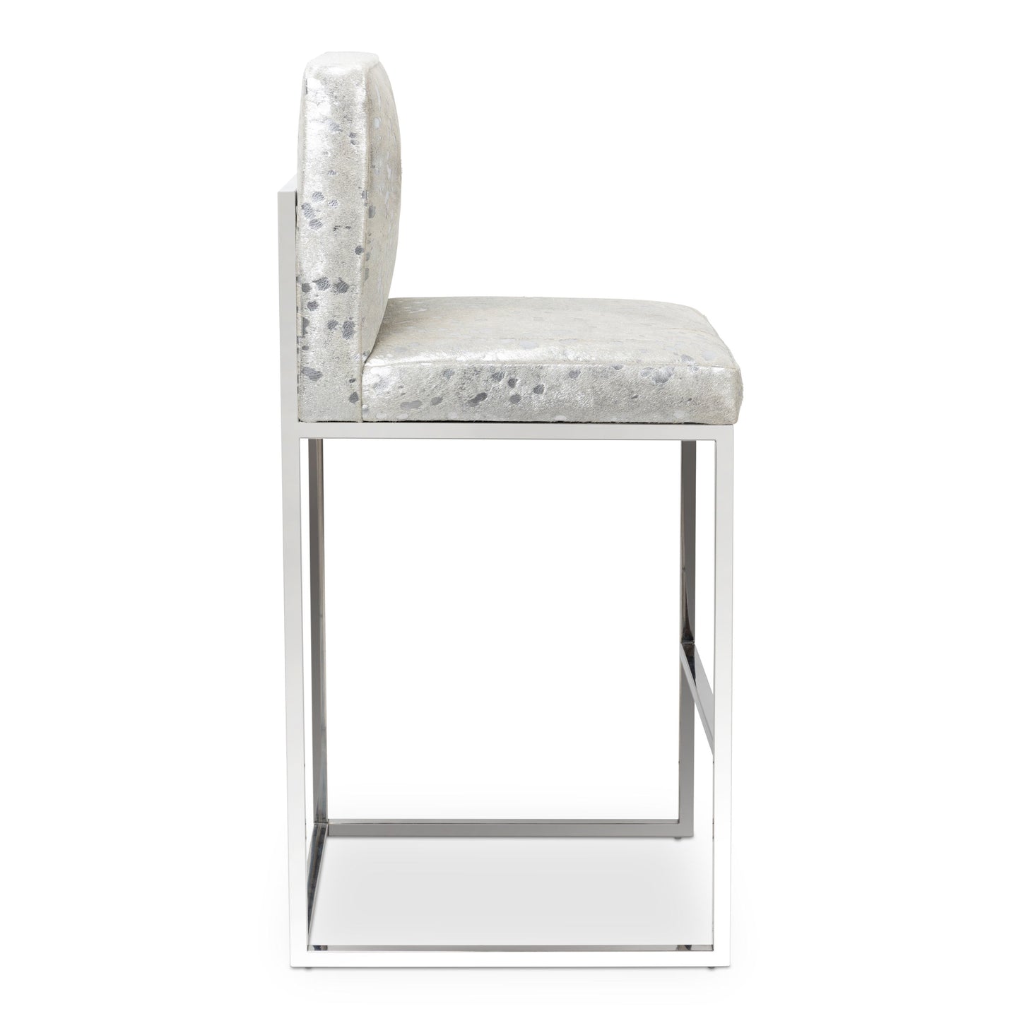 Bar Stool in Chrome Speckled Cowhide