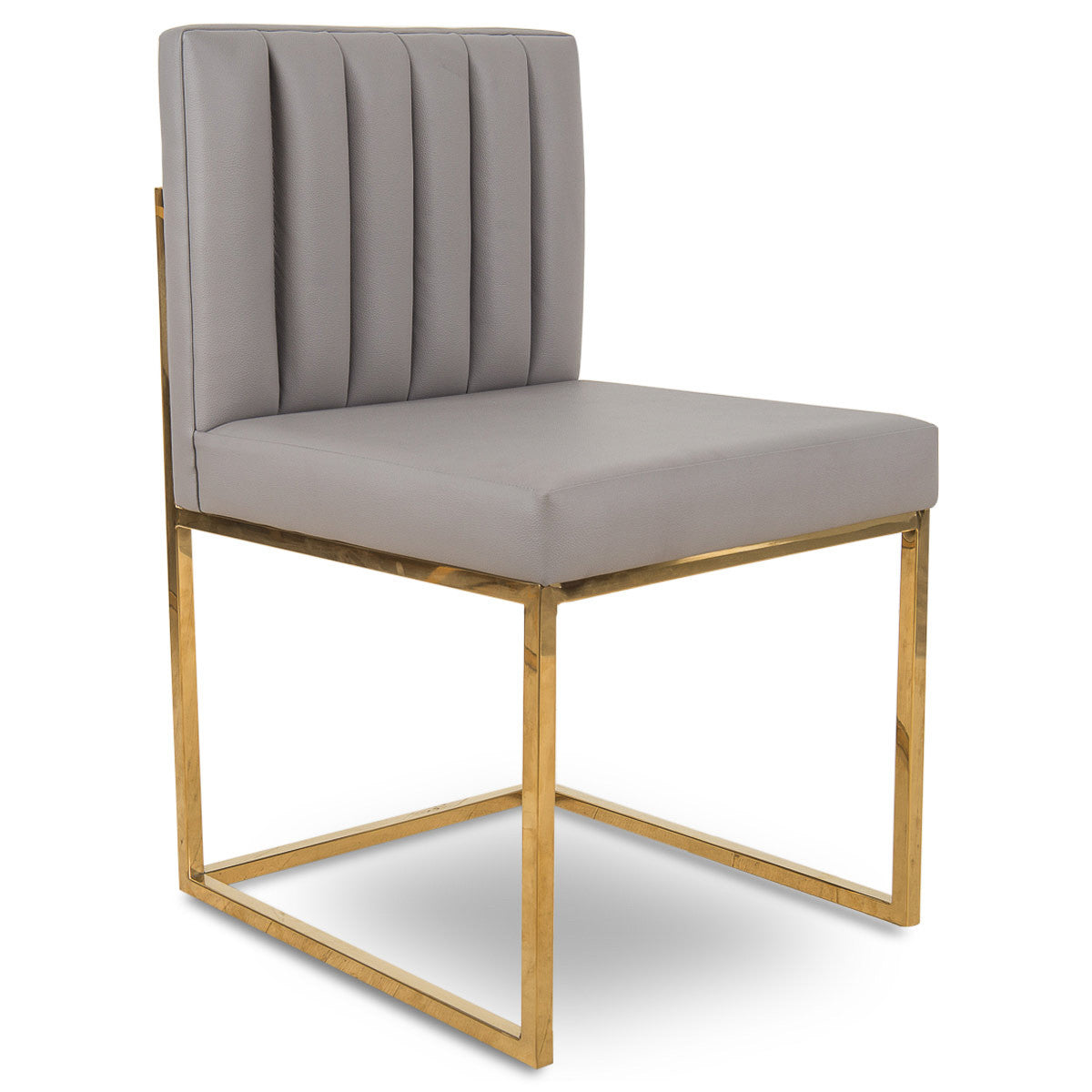 Dining Chair in Channel Tufted Faux Leather