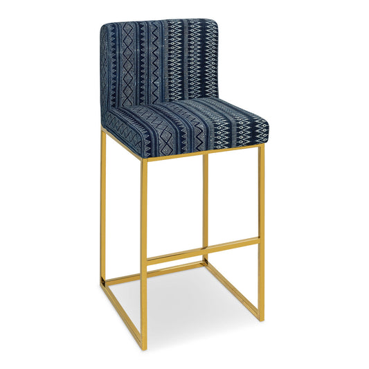 Bar Stool in Hand Printed Indigo Mud Cloth (Set of 5)